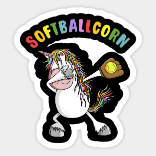 Softballcorn Dabbing Unicorn Softball Player Sticker